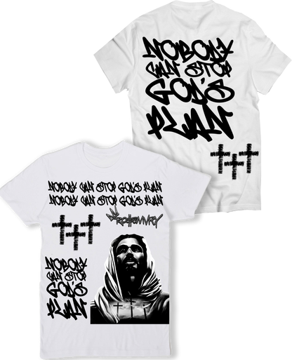 "NOBODY CAN STOP GOD’S PLAN" T-SHIRT (WHITE)