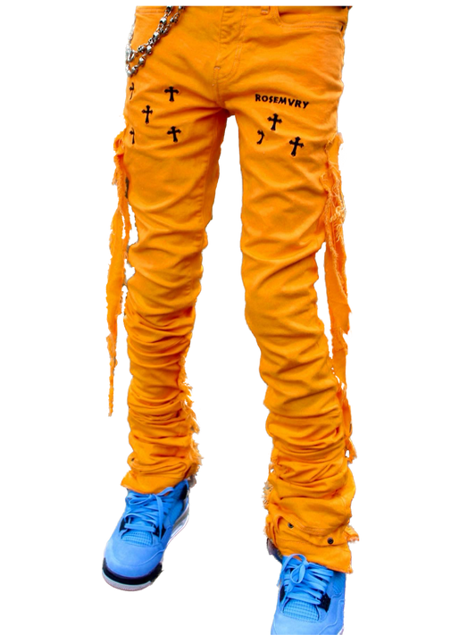 RARE ORANGE XAGGERATED DENIMS