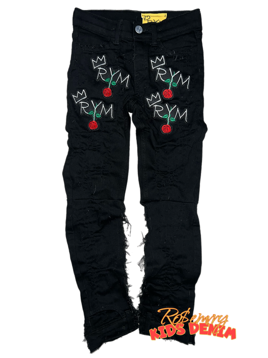 KID XAGGERATED DENIMS (BLACK) 2T-14T